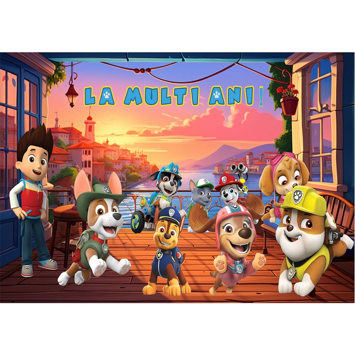 Fototapet aniversar, autoadeziv, Patrula Canina, multicolor, 80x120 cm LMA37