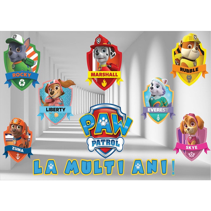 Fototapet aniversar, autoadeziv, Patrula Canina, multicolor, 80x120 cm LMA40