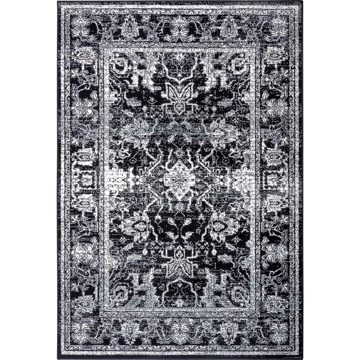 Covor, Hanse Home, 160 cm x 230 cm x 0, 9 cm, Forma Dreptunghiulara, Material 100% Polipropilena, Certificat Oeko-Tex Standard 100, Tip Cu Fir Scurt, Negru Si Crem