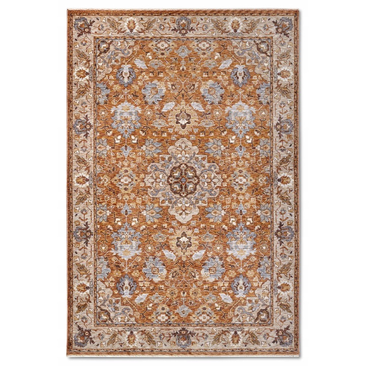 Covor Traditional, Villeroy&Boch, Egon, 160 cm x 225 cm x 7 mm, Forma Dreptunghiulara, Tip Fir Scurt, Certificat Oeko-Tex Standard 100, Material Poliester, Portocaliu-Crem