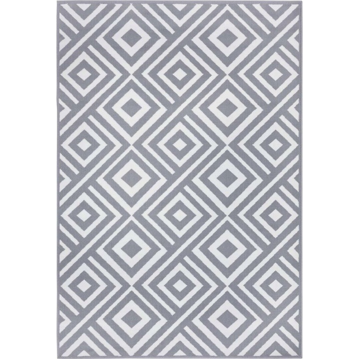 Covor Modern, Zala Living, 200 cm x 290 cm x 0, 9 cm, Forma Dreptunghiulara, Material 100% Polipropilena, Certificat Oeko-Tex Standard 100, Tip Cu Fir Scurt, Gri Crema