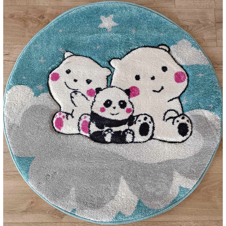 Covor Rotund, Sinelton, 100 Kol - Ser125, 100 cm x 100 cm x 14 mm, Forma Cerc, Tip Cu Fir Scurt, Certificat Oeko-Tex Standard 100, Material 100% Polipropilen Soft, Multicolor