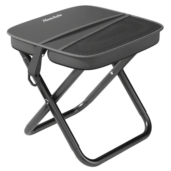 Сгъваем стол с раница, Momcbebe, метал, черен, 29x26x26см, за къмпинг и пикник