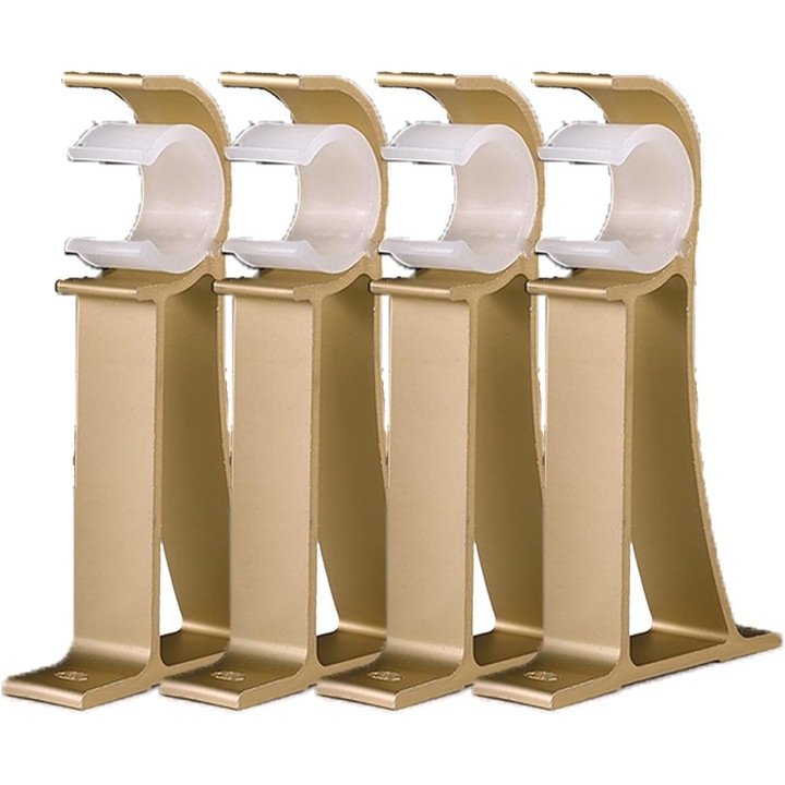 Set suporturi pentru perdele din aliaj de aluminiu, aurie, 4 bucati, montare pe tavan, dimensiuni 7.93x1.88x10.8cm