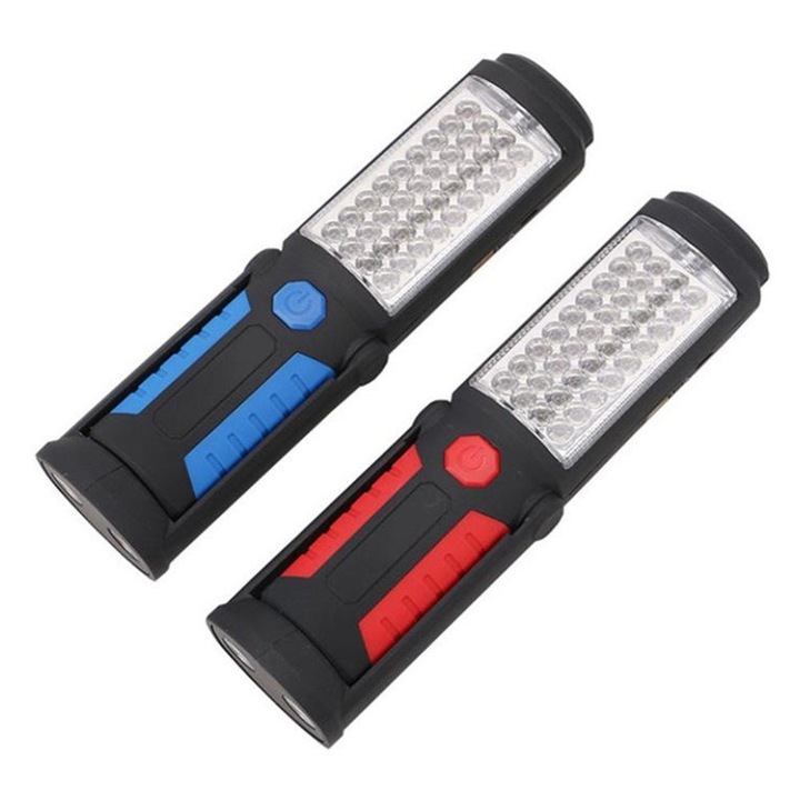 Set de lampi de lucru multifunctionale cu LED, 36 + 5 LED-uri, rosu si albastru, 21.5x5.7cm