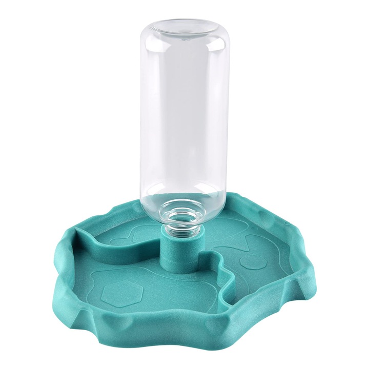 Dispenser apa pentru reptile, castron pentru testoase, 2-in-1, plastic anti-varsare, albastru