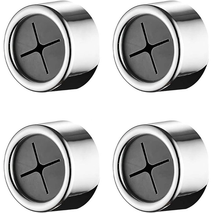 Suporturi prosoape, set de 4, design rotund, argintiu, 4.2x2.2cm