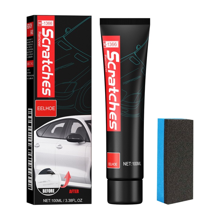 Ceara de reparare zgarieturi auto 100ml, curatare si renovare vopsea, decontaminare profunda, include burete profesional