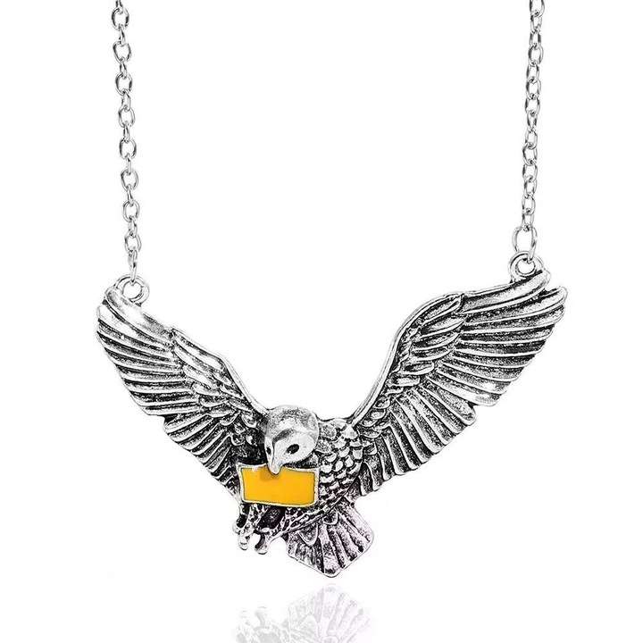 Colier vintage cu bufnita din aliaj, argint antic, lungime ajustabila, stil padure, unisex