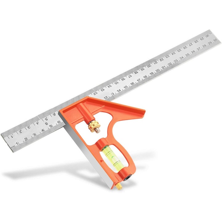 Razatoare combinata din otel inoxidabil 300mm, unelte de masurare, nivel integrat, precizie inalta