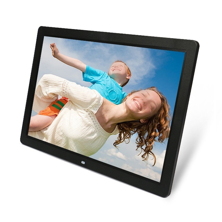 Rama foto digitala, ecran de inalta definitie de 17 inch, rezolutie 1400x900, USB/SD/HDMI, pentru fotografii, muzica si videoclipuri, portabila, negru