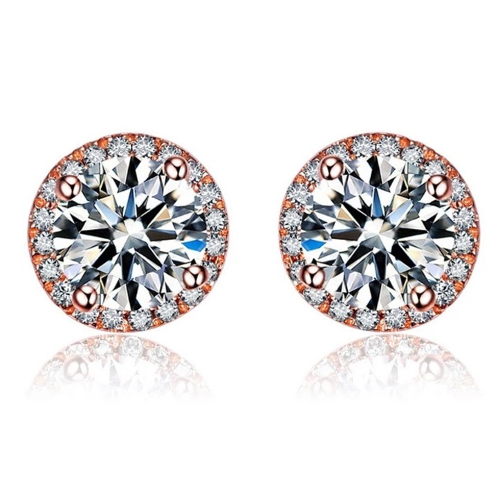 Позлатени обеци с 18К злато, дизайн корона, розово злато