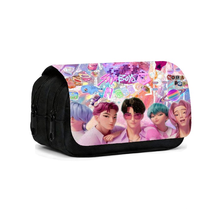 Несесер за моливи, голям капацитет, дизайн с две отделения, многоцветен, 21D