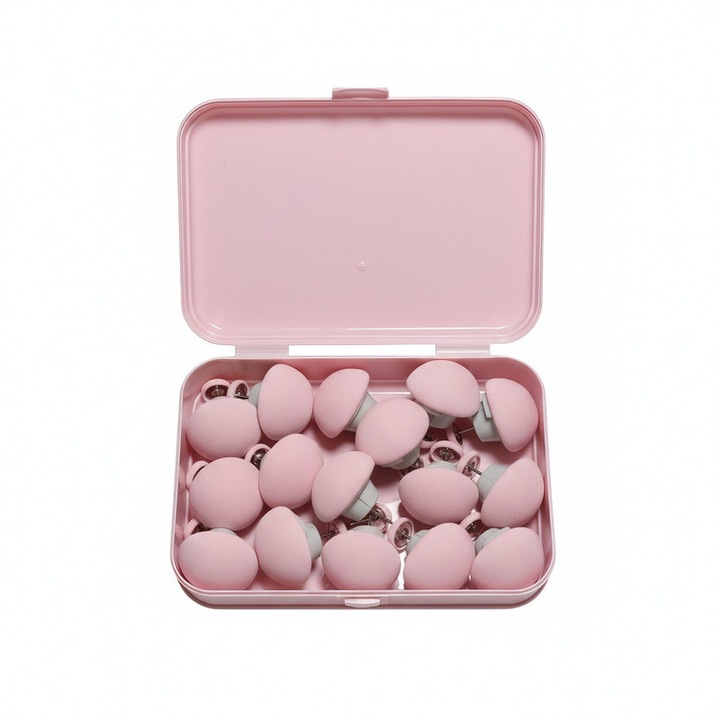 Set 16 Clips pentru Lenjerie de Pat, Forma Ciuperca, Roz, cu Cutie de Depozitare