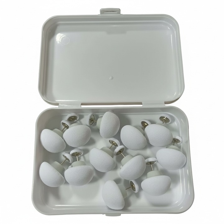 12 darabos fehérnemű csipesz szett tárolódobozzal, gombás, pamut fehér