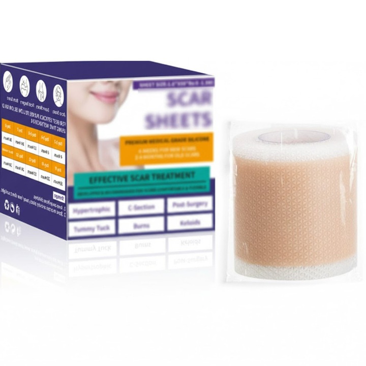 Plasturi pentru cicatrici, Xiusaqio, 4cm x 300cm, impermeabili, reutilizabili