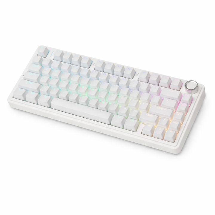 Механична клавиатура AULA F75 75% Gasket, трирежимен Bluetooth/2.4G/USB-C, hot-swap (5 пина), RGB, батерия 4000 mAh, въртящ се бутон, NKRO / 1000 Hz