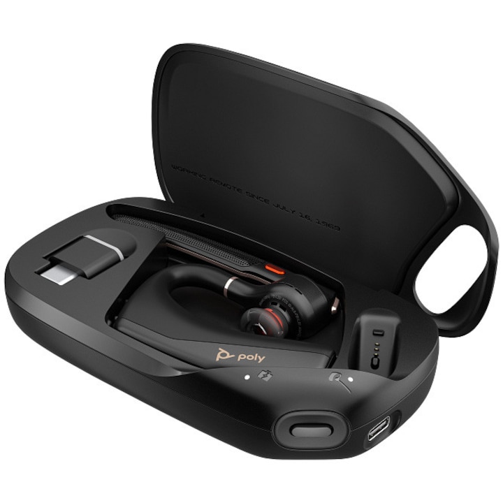Casti Poly Voyager Legend 50 Headset UC, anulare zgomot, incarcare wireless, comenzi inteligente, butoane control, Negru