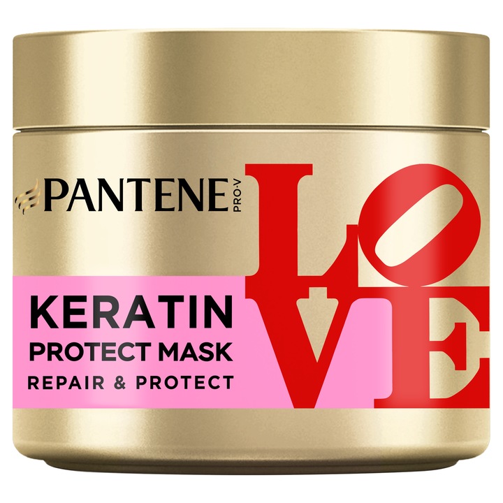 Masca de par Pantene Pro-V x Robert Indiana Artist Edition Repair & Protejare cu keratina pentru par uscat si deteriorat, ajuta la repararea parului deteriorat de la prima utilizare, 300 ml