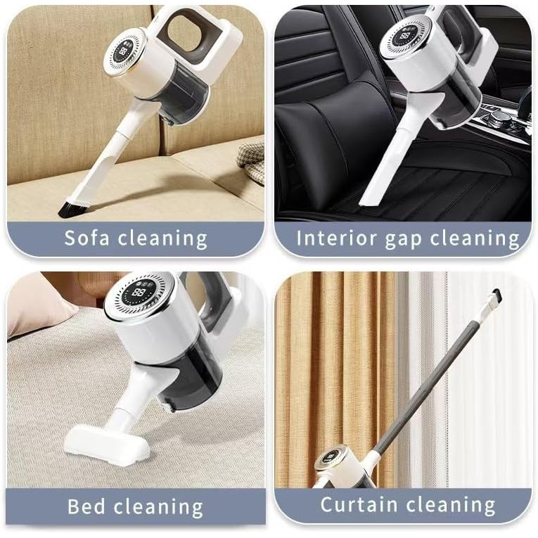 Aspirator vertical fără fir Bedee 3in1, putere mare de aspirare, capacitate recipient 880ml, alb, 108x22.2x17.2cm