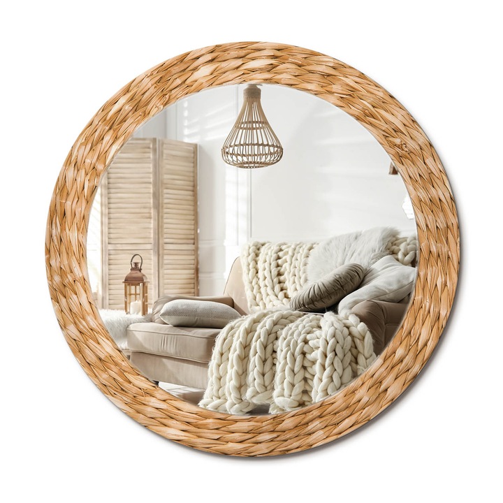 Kör Tükör Grafikai Mintával, Decormat, Fonott Minta, Narancssárga, Ø70 cm, Előszobába És Folyosóra,, 010090550100300072567