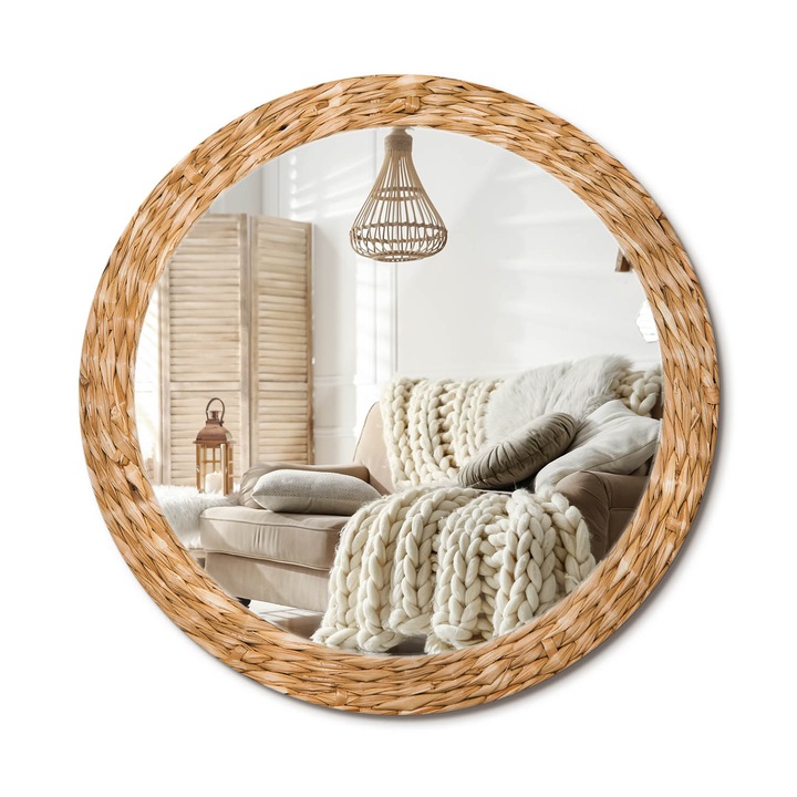 Kör Tükör Grafikai Mintával, Decormat, Fonott Minta, Narancssárga, Ø80 cm, Előszobába És Folyosóra, 010090550110300072567