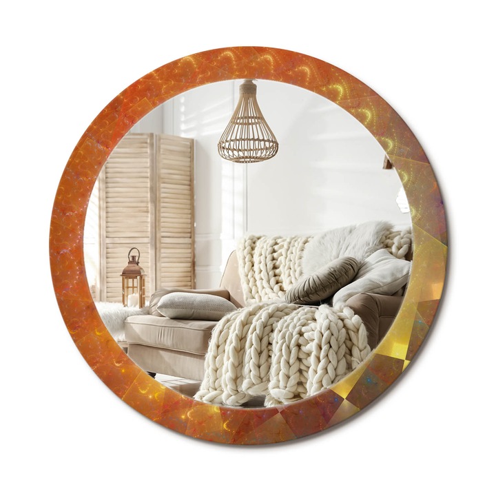 Kerek Tükör Grafikával, Decormat, Spirális Absztrakció, Többszínű, Ø80 cm, Sminkeléshez És Borotválkozáshoz, 010090550110300072561