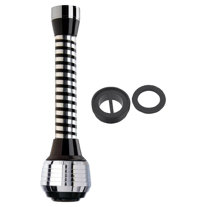 Regulator debit lung cu doua functii Ferro P1314-W, negru + crom