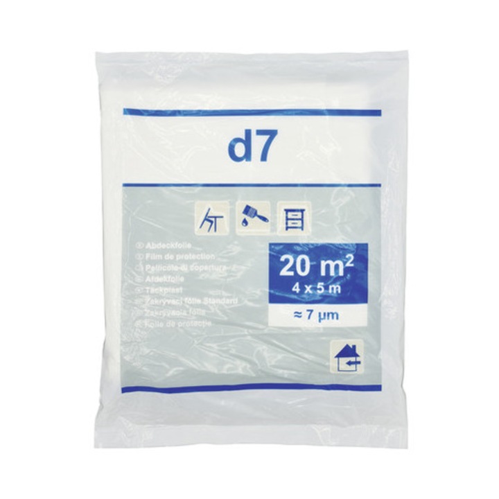 Folie de protecție transparentă 4x5 m, grosime 7, HDPE