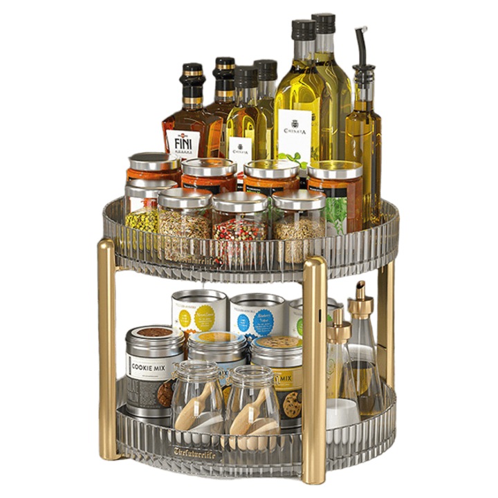 Sharpdo Organizator de produse cosmetice, machiaj, rotativ 360 de grade, depozitare transparenta a machiajului de mare capacitate, 2 niveluri - transparenta, 28*24*4cm