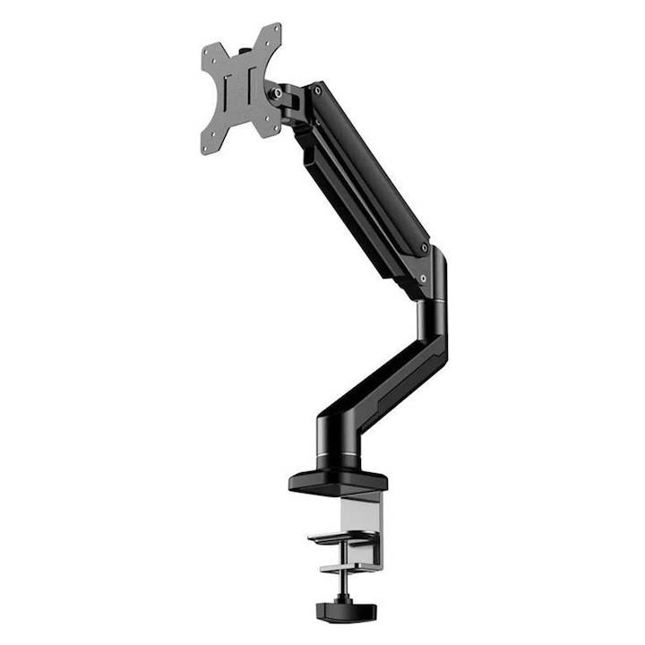 FlashHawk monitortartó 13-32" hüvelyk, állítható kar, akár 10 kg, kábelrendező, minimalista stílus irodai, gaming használatra, StableArm Lifter modell, 1 kar, VESA 100x100/75x75, fekete