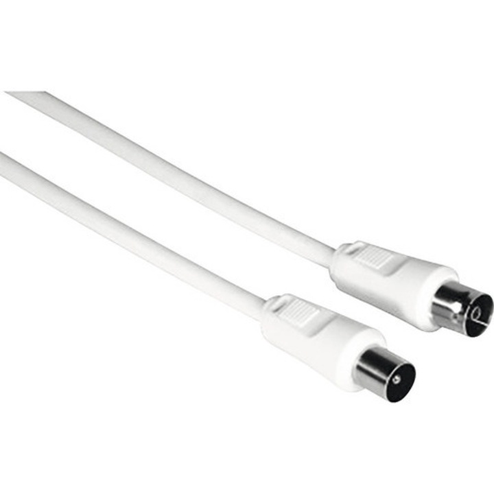 Prelungitor cablu coaxial Hama 3m, 75dB, alb, incl. mufe TV