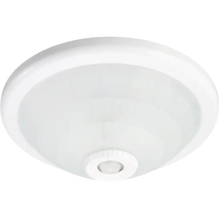 Плафониера, E27, 2x40W, сензор за движение, бял