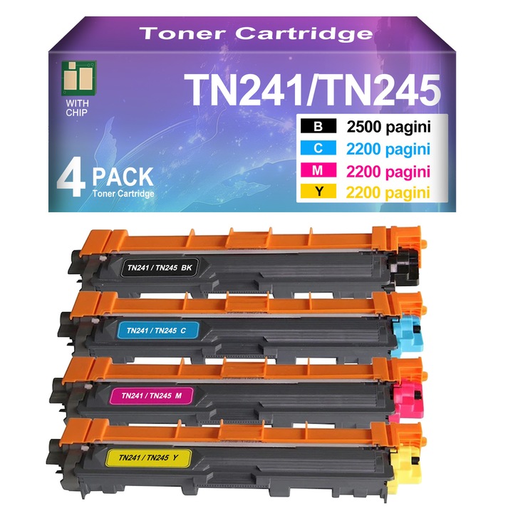 Set de 4 Cartușe Toner Compatibil CF400X BK/C/M/Y pentru HP Color Laserjet Pro, multicolor