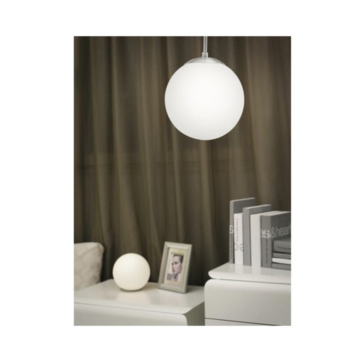 Pendul Eglo Rondo, nichel mat/alb, E27 max. 60W, 200mm, 1100x227mm