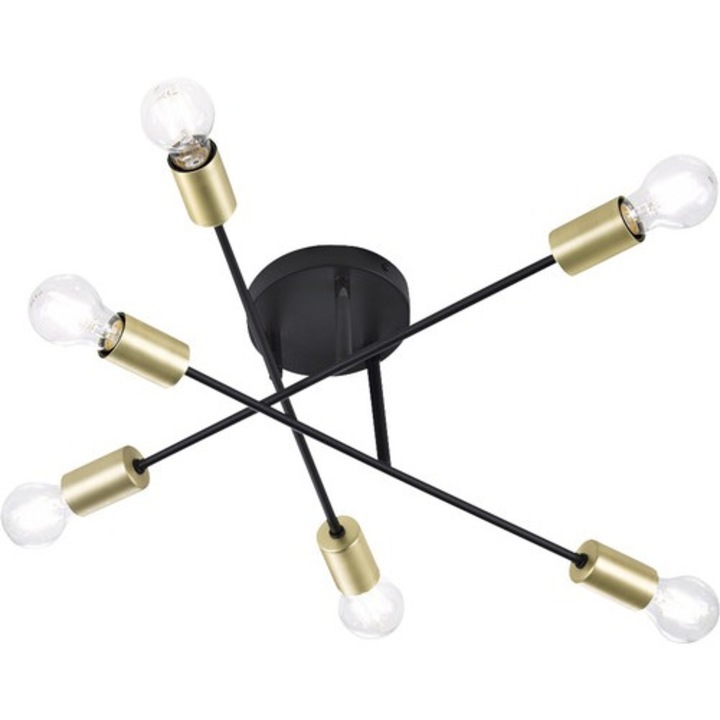 Плафониера Trio Cross, черно/златисто, 57см, макс. 6х40W