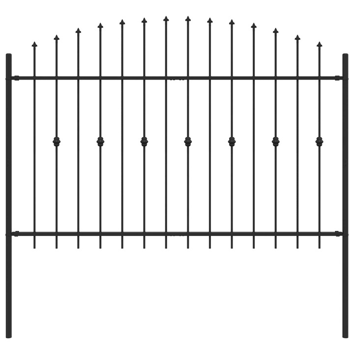 Gard cu taruse vidaXL, Negru 200 x 130 cm Otel vopsit electrostatic