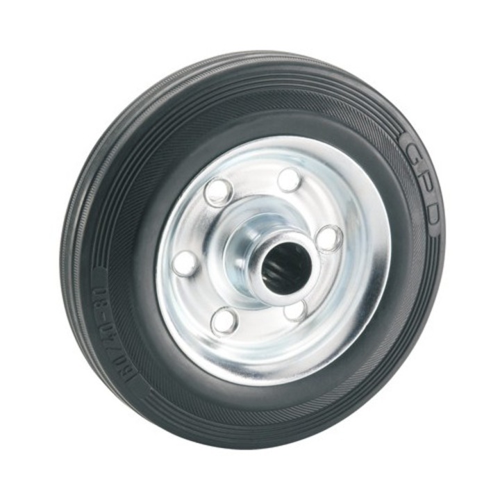 Roata metalica & cauciuc plin Tarrox Ø160mm, butuc Ø20x58 mm, cu rulment