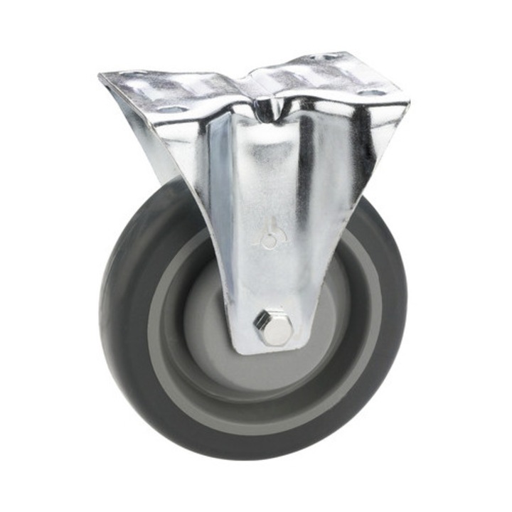 Roata plastic & cauciuc plin Tarrox Ø100mm, placa fixare 105x85 mm, cu rulment