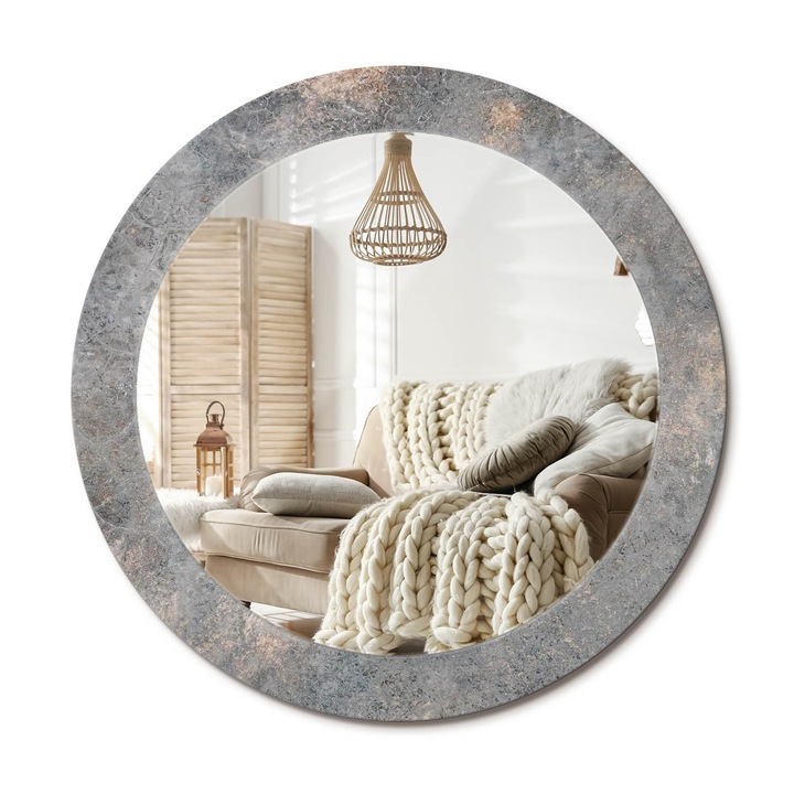 Kör Tükör Grafikai Mintával, Decormat, Vintage Beton, Szürke, Ø70 cm, Előszobába És Folyosóra,, 010090550100300072602
