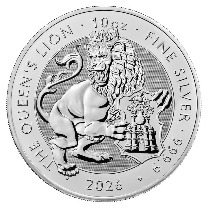 Moneda Argint Tudor Beasts: Lion of England 2026, 10 Oz, 311 g, puritate 999