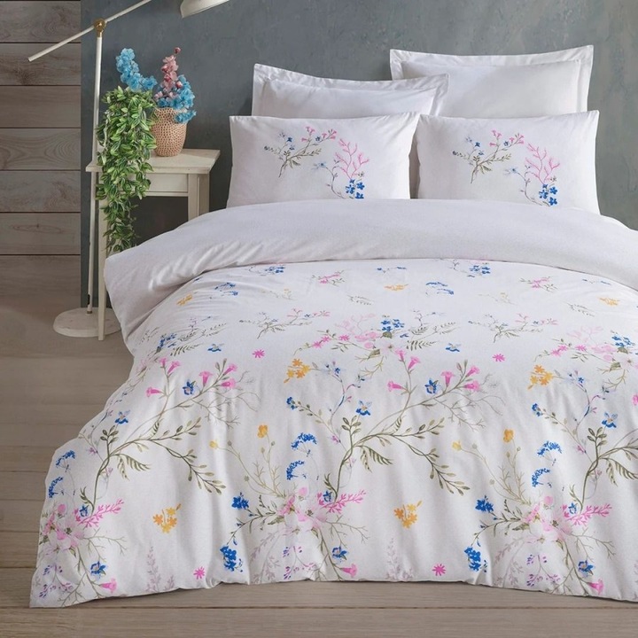 Dupla ágynemű vadvirágokkal, 100% pamut ranforce, 240x260 cm, 4 részes, Altinbasak, Lumi Arcane