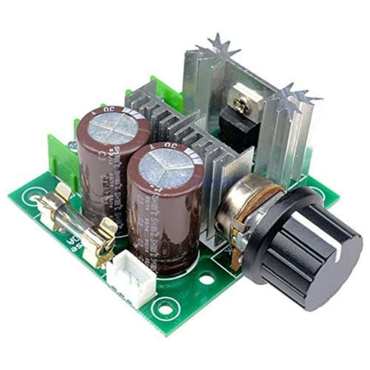 Regulator de tensiune și turație, DC 12V–40V, 10A, variator PWM, cu siguranță, Multicolor