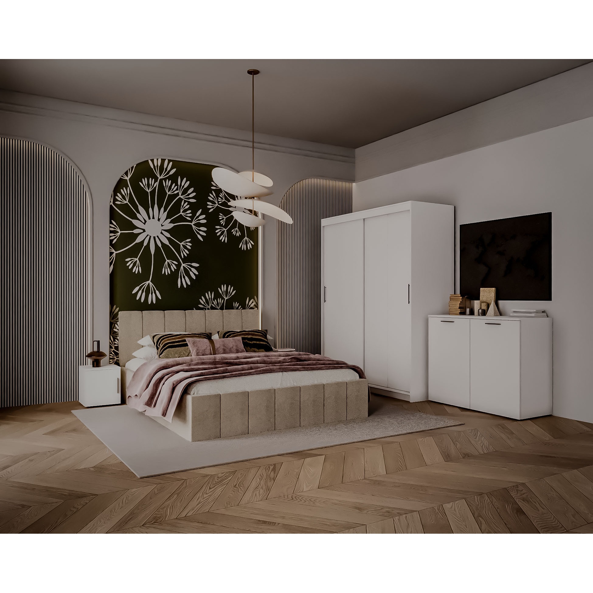 Set Dormitor Nora, MDF, alb, grosime material 18 mm - eMAG.ro