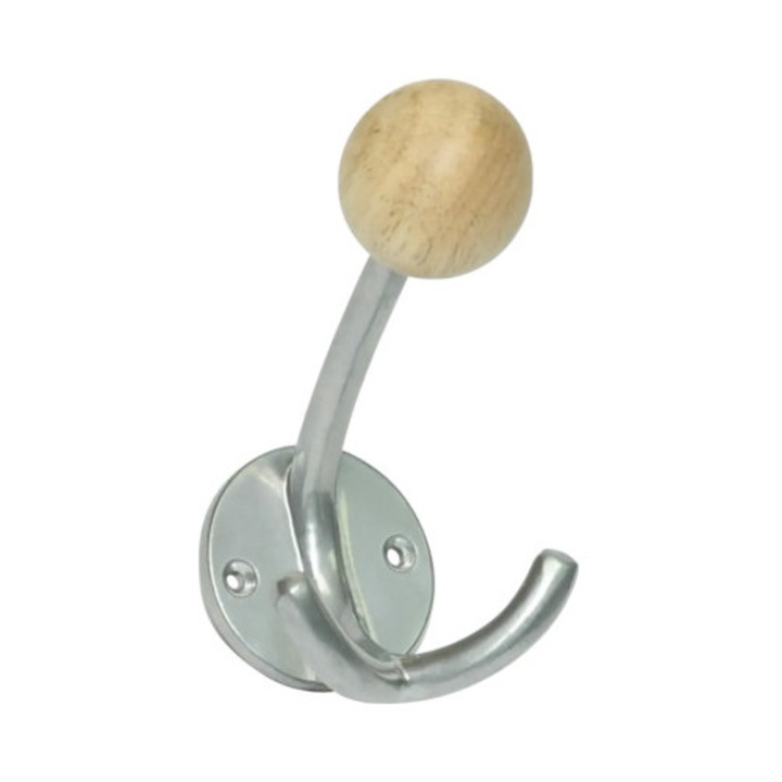 Cuier dublu 80x130x125m, aluminiu crom/lemn fag