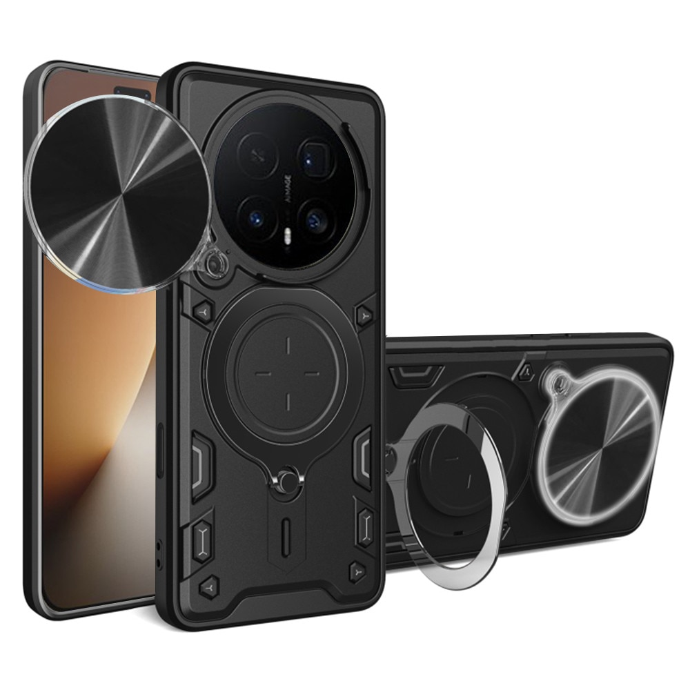 Husa pentru Honor Magic 8 Pro cu protectie pentru camera si suport magnetic integrat Ring Shockproof, negru