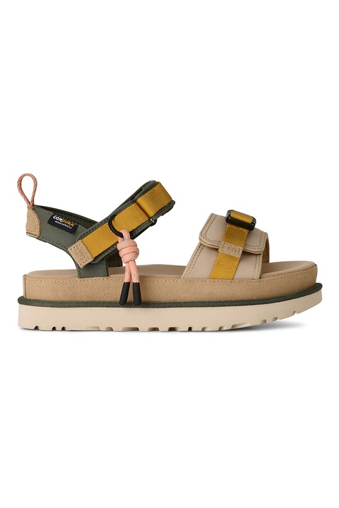 UGG, Goldenstar bőr és textil szandál, Homokbarna, 36