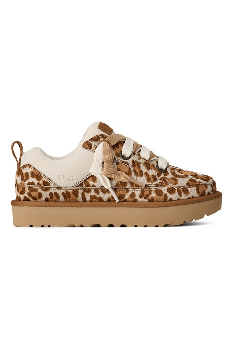 UGG, Lo Lowmel szőrmés bőr és nyersbőr sneaker, Karamellbarna/Krémszín