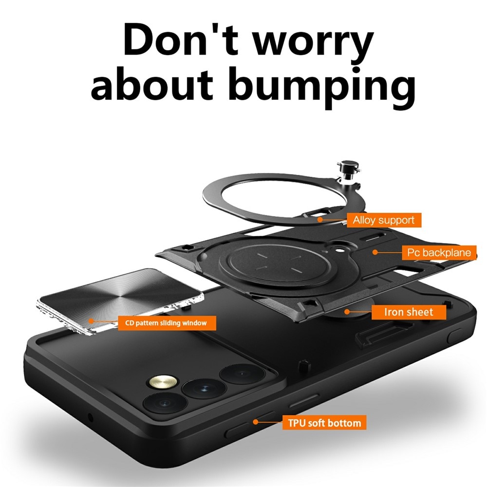 Husa pentru OnePlus 15R, SKYDDAR INNOVATION, CamGuard Pro, Inel Magnetic, Protectie Camera, set cu sticker, Negru