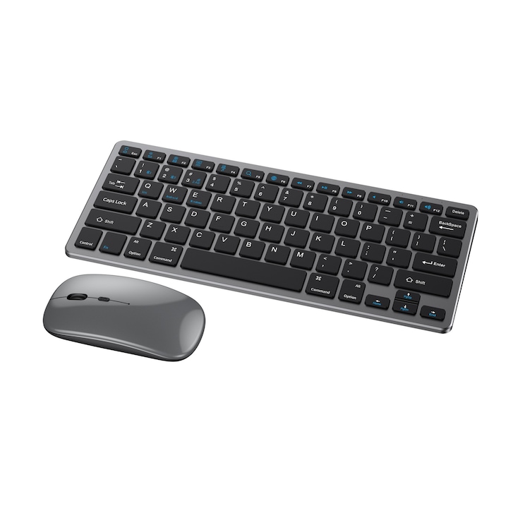Set Tastatura si Mouse Wireless Retro, Roz, Dual-mode, Ergonomic